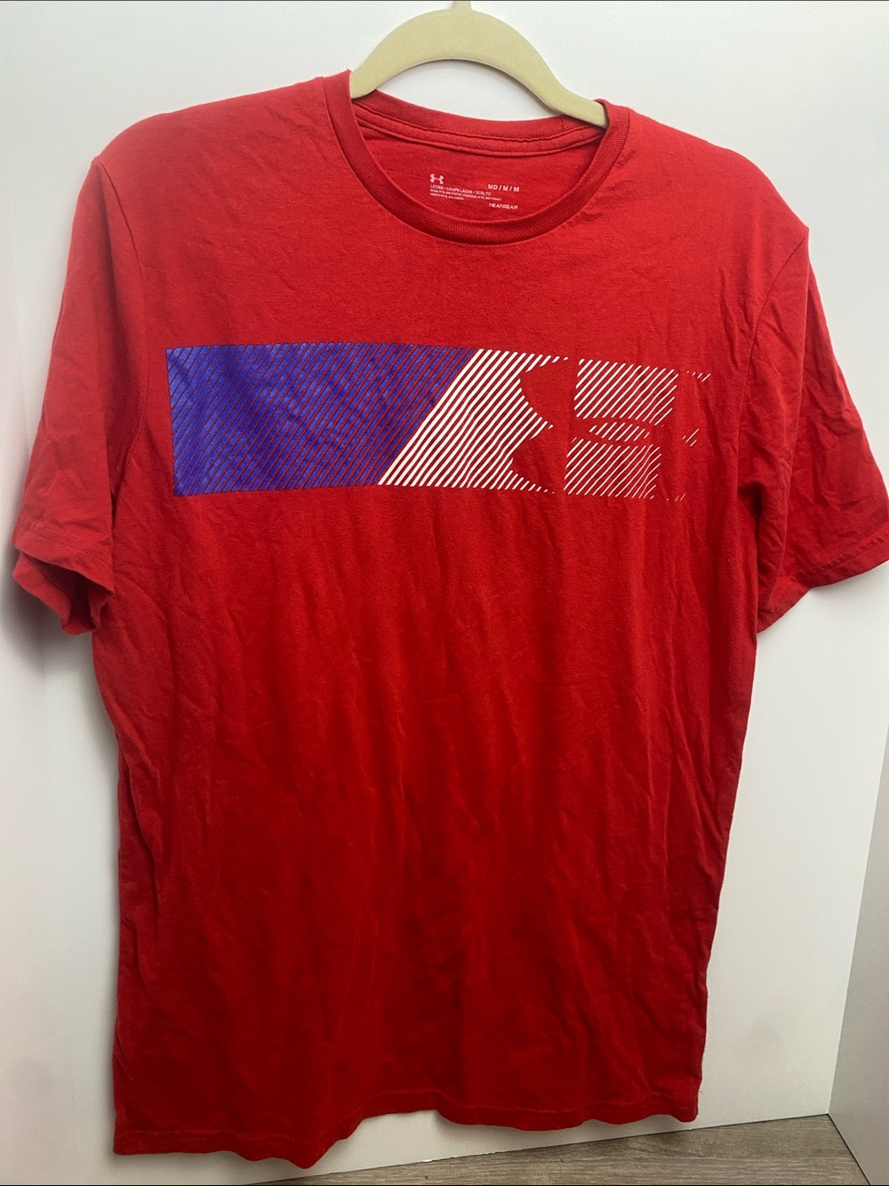 Under Armour Red Short-Sleeve Graphic Crew Tee with Blue & White Accent